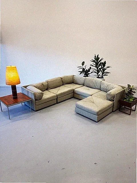 1970s Selig by Simmons Six-Piece Grey Modular Sectional Sofa.