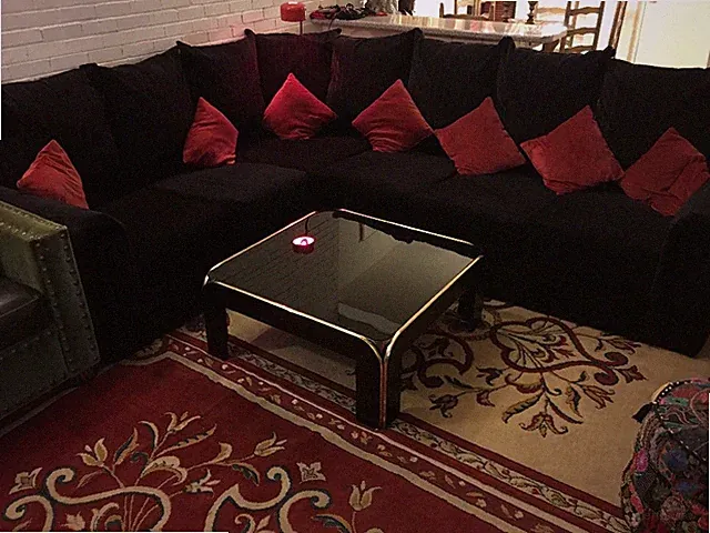 1980's Red and Black Velvet Living Room Ensemble;Sectional;Moving Sale!;RARE
