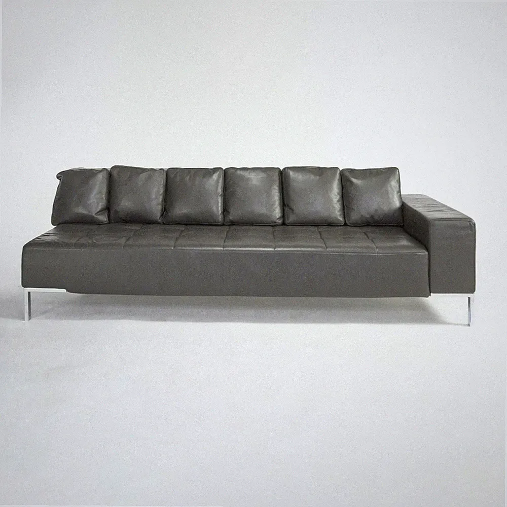 1999 Zanotta Alfa IGrey Leather Sectional Modular Sofa by Emaf Progetti 2x Avail