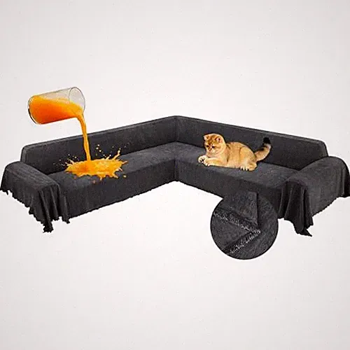 1OO% Waterproof Corner Sectional Couch X-Large 91" x 252", Charcoal Grey