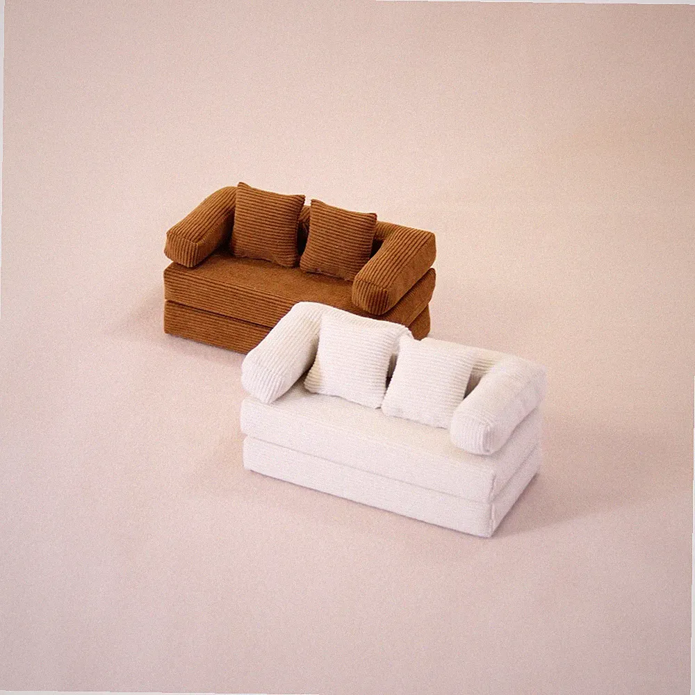 1Set 1:12 Scale Dollhouse Miniature Bench Sofa Bed With Pillow For Nursery