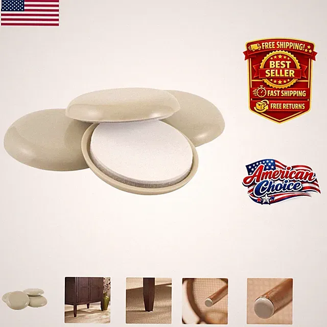 2 1/4" Beige Self-Stick Furniture Sliders - Protects Carpet & Moves Heavy Items