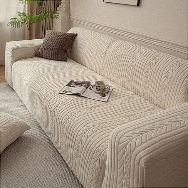 2/3/4 Seater Stretch Sofa Slipcover Full-Coverage Jacquard Couch Cover Non-Slip