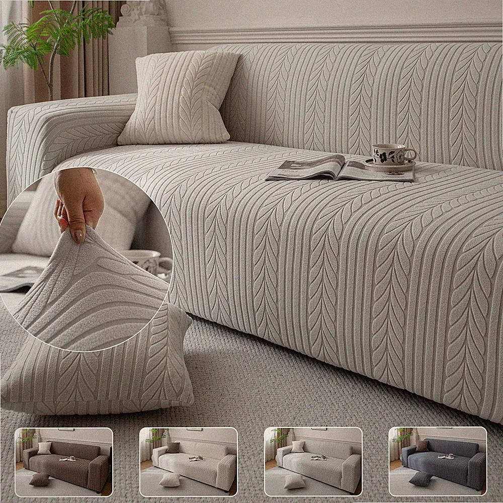 2/3/4 Seater Stretch Sofa Slipcover Full-Coverage Jacquard Couch Cover Non-Slip