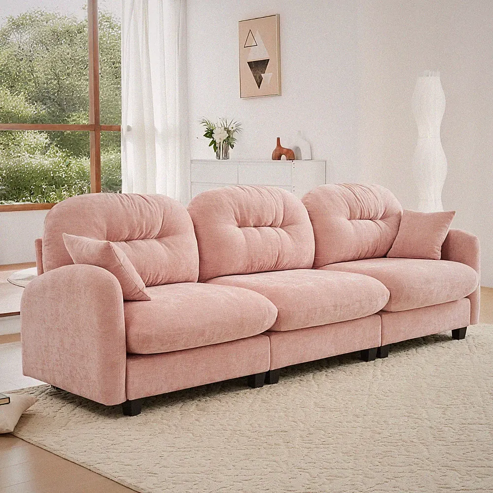 2-4 Seater Modular Sectional U Shaped Soft Chenille Sofa Couch Set w/o Ottoman