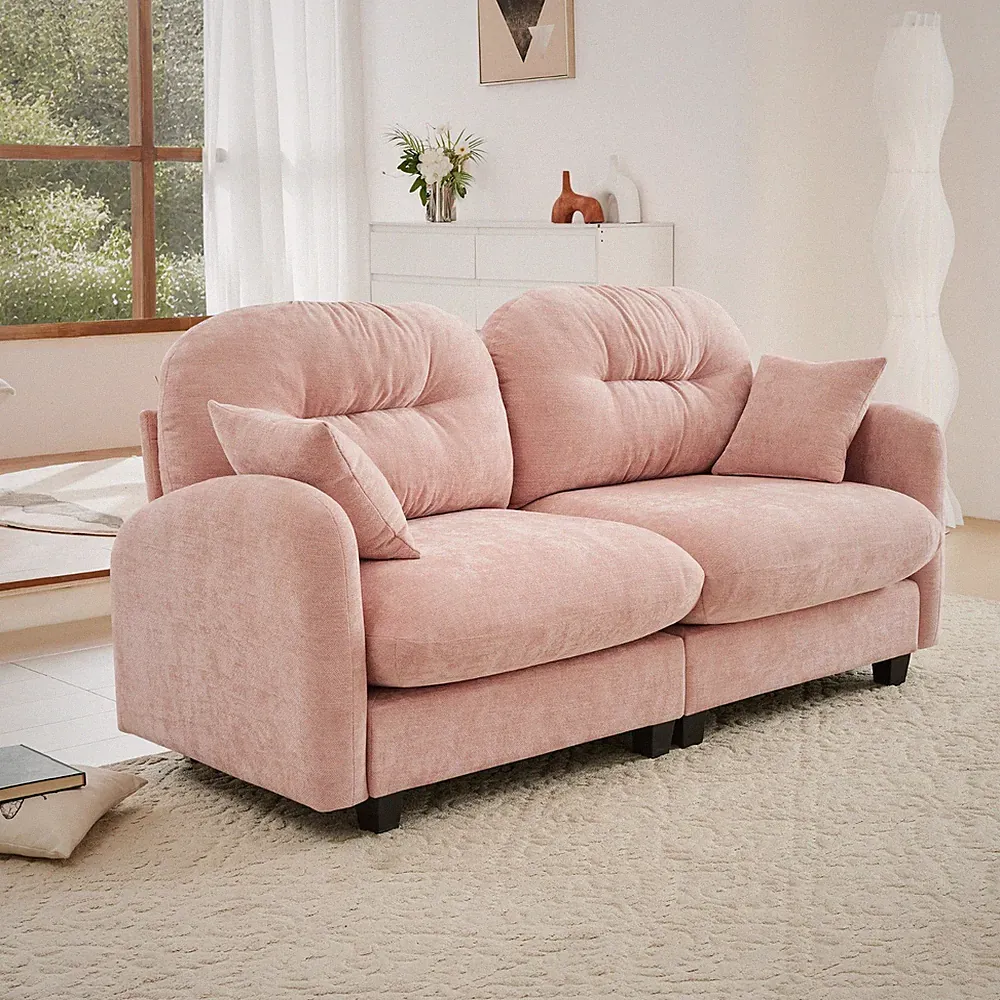 2-4 Seater Modular Sectional U Shaped Soft Chenille Sofa Couch w/o Ottoman