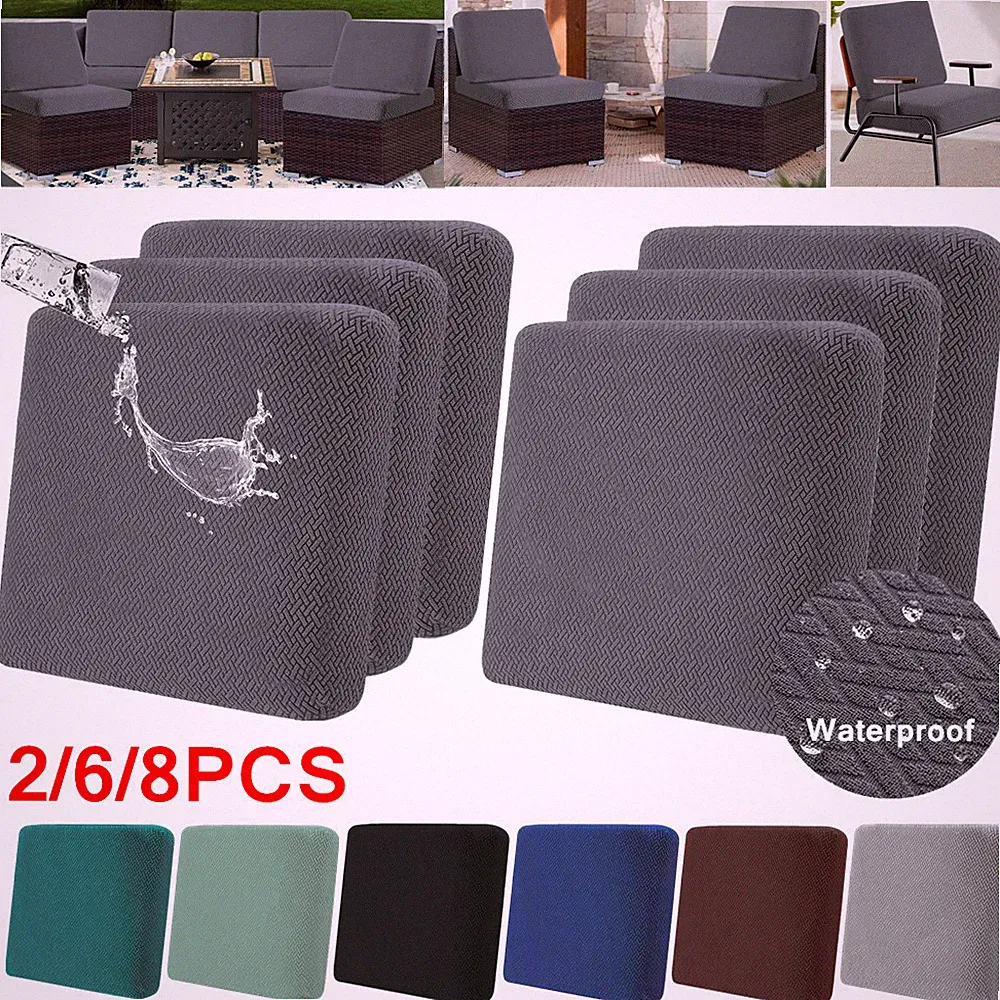 2/6/8Pcs Patio Stretch Sofa Cushion Cover Outdoor Cushion Cover Chair Seat Cover