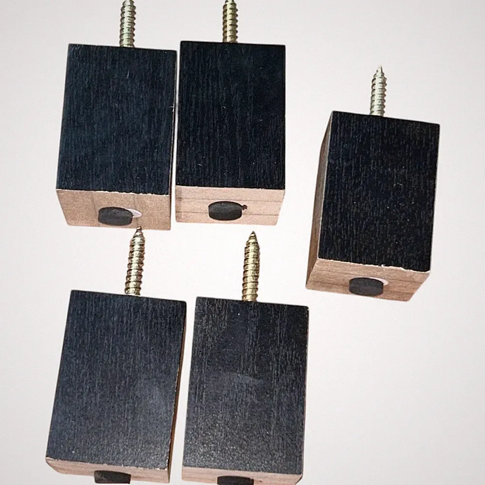 2.75-inch x 2 Wood Square Coffee Table Legs Furniture Set of 5 Heather Black