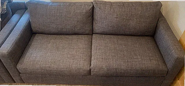 2 Crate & Barrel Barrett II 78.5" Track Arm Fabric Sofa, Gray, Seats 3