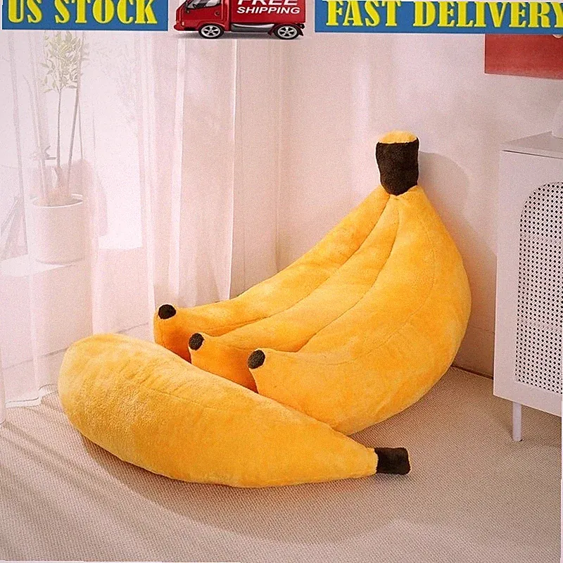 2-in-1 Banana Bean Bag Sofa Bed W/ Ottoman Comfortable Floor Chair Kids New