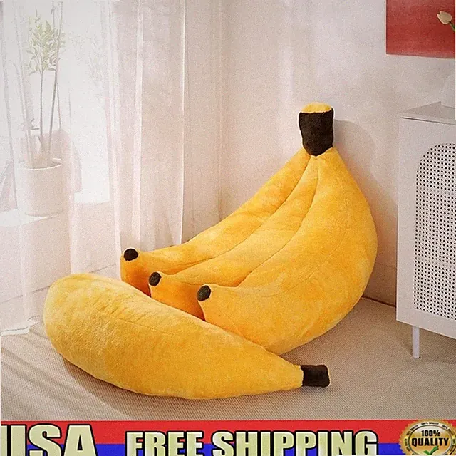 2-in-1 Banana Bean Bag Sofa Bed W/ Ottoman Cozy Floor Chair Relaxing Furniture
