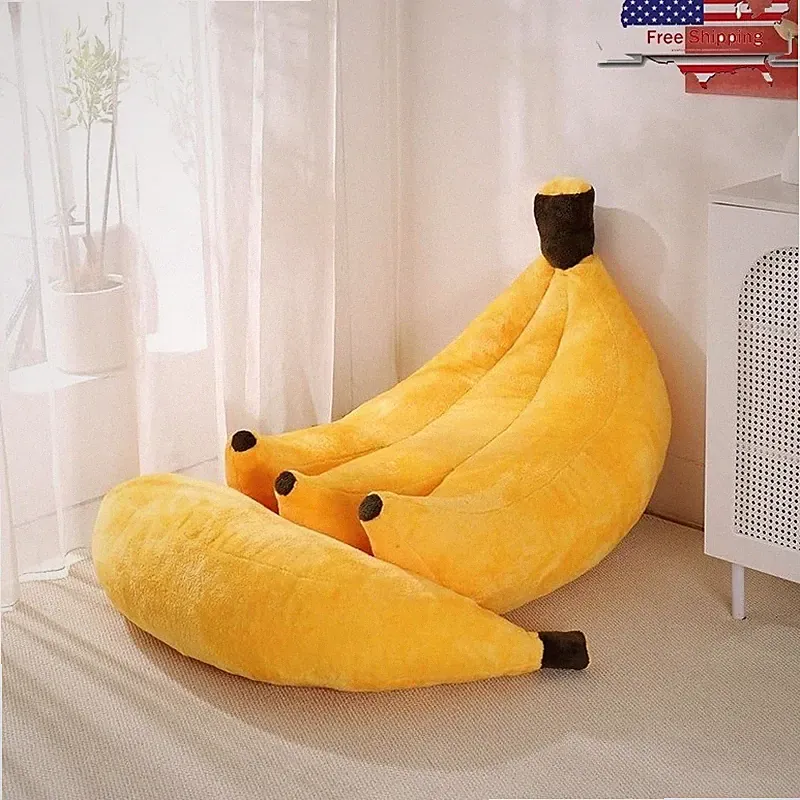 2-in-1 Banana Bean Bag Sofa Bed W/ Ottoman Soft Cozy Floor Chair Relaxation New