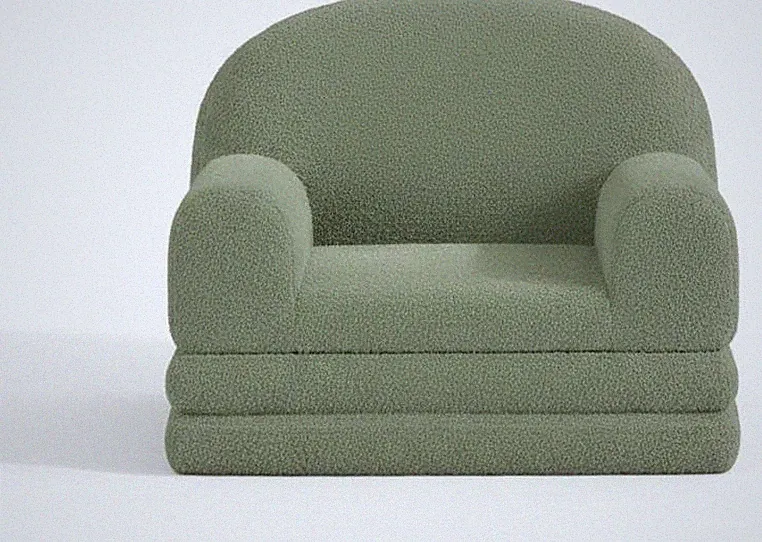 2 In 1 Convertible Kids Sofa Bed Soft Sherpa High-Density Foam Fold Out Lounger