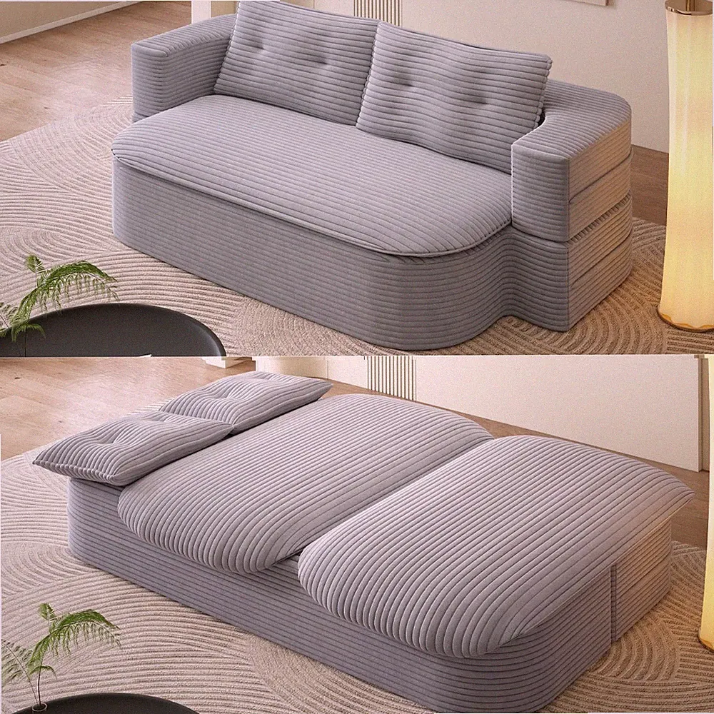 2 in 1 Foldable Sofa Convertible Sofa Bed Couch with Blanket 2 Pillows 78.7"