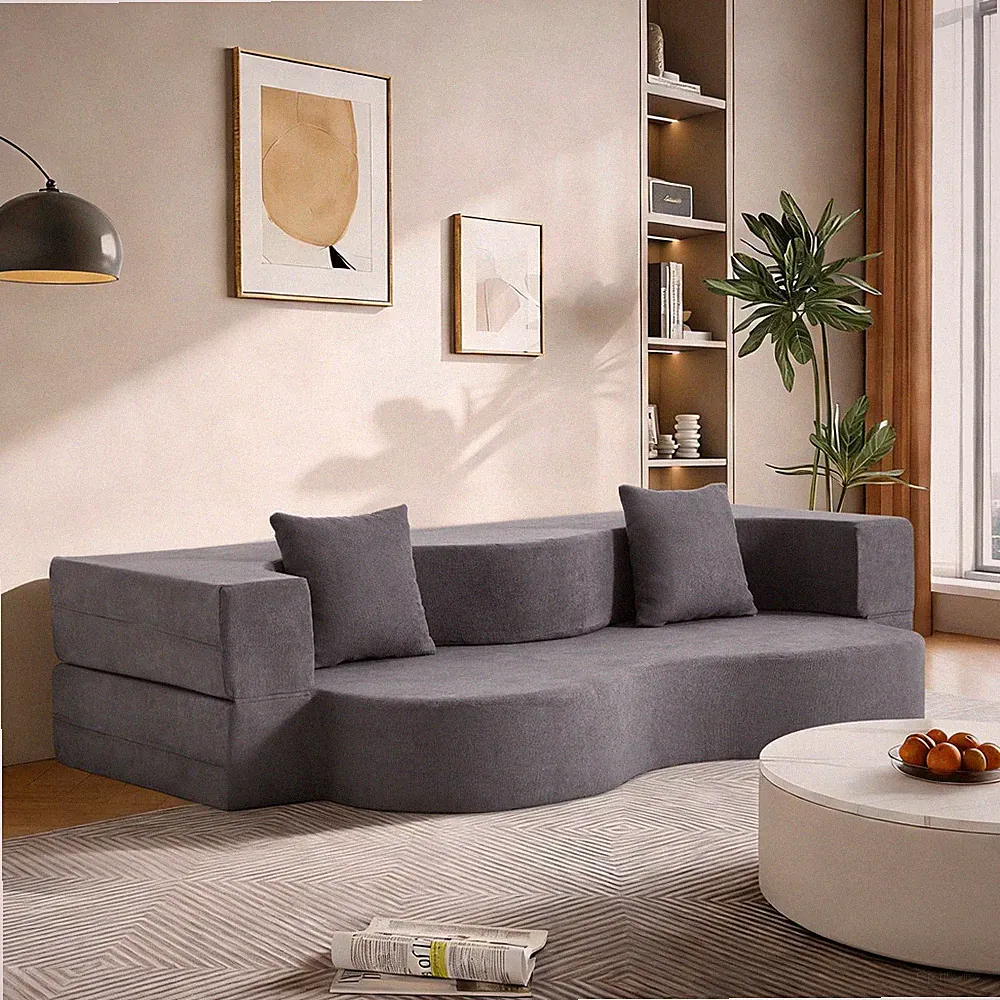 2 in 1 Folding Floor Sofa Bed High Density Foam Convertible Sleeper Mattress