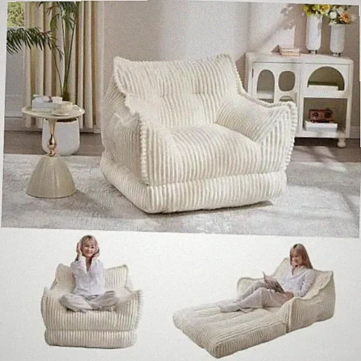 2 in 1 Folding Sofa Bed | Convertible Sleeper Sofa to Lounger Comfy Bean Beige