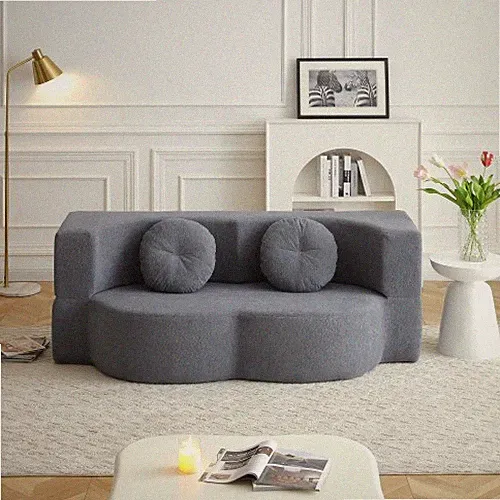 2-in-1 Folding Sofa Bed with Pillow, Twin Sleeper Sofa, Floor & Futon Loveseat
