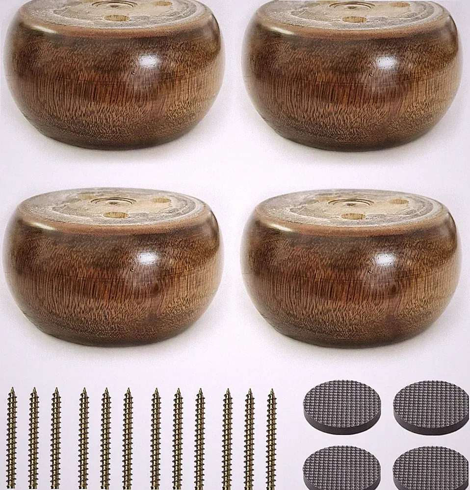 2 Inch High Wooden Sofa/Bed Riser Round Shaped Wood Furniture Legs/Couch Legs...