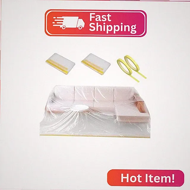 2 Pack 146" Extra Large L-Shape Plastic Couch Cover for Sectional Sofa, Waterpro
