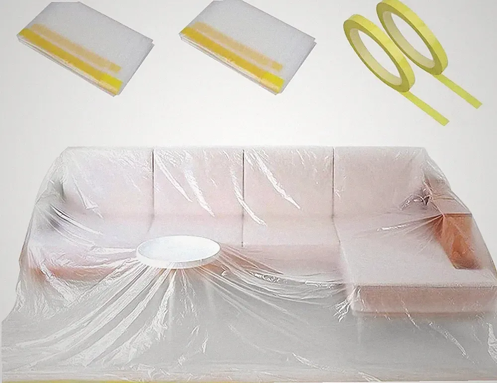 2 Pack 146" Extra Large L-Shape Plastic Couch Cover for Sectional Sofa, Waterpro