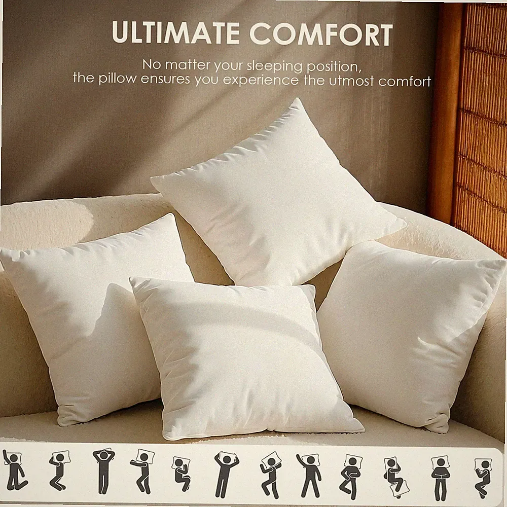 2 Pack 18x18 Throw Pillow Inserts White Square Cushions for Sofa Couch Bed