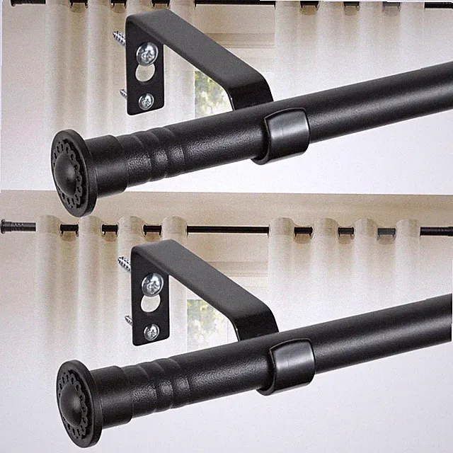 2 Pack 5/8 Inch 2864 Inch Matte Black Adjustable Curtain Rods Brackets Hub