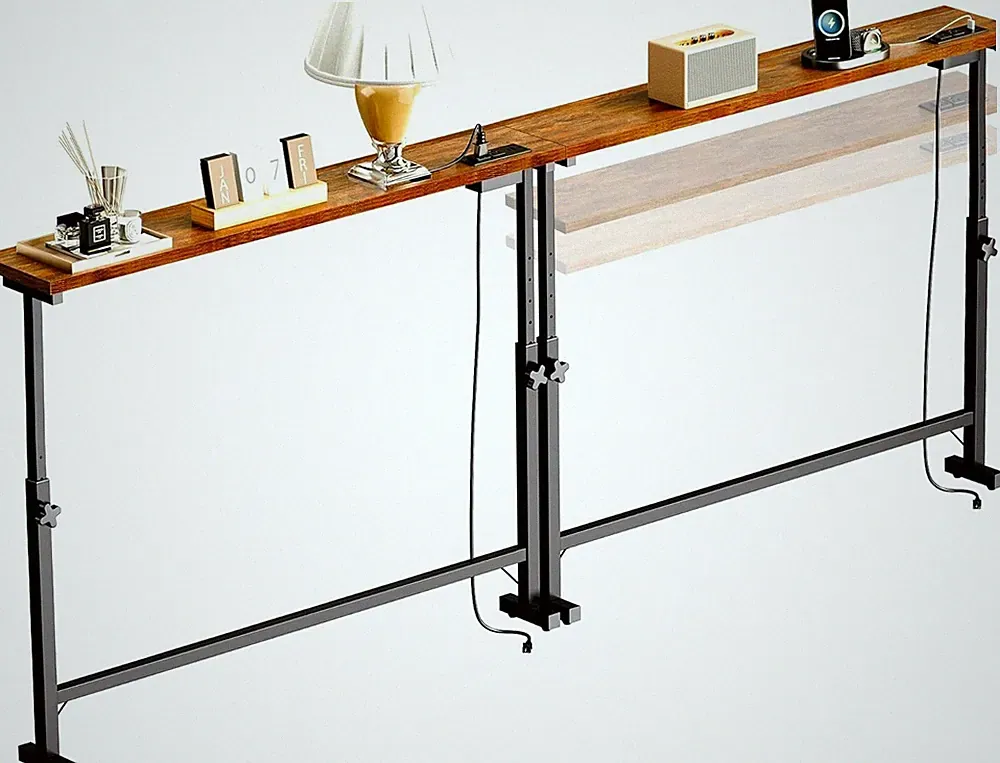 2 Pack 79" Narrow Console Table W/ Adjustable Height(23"-31" Behind Couch Sofa