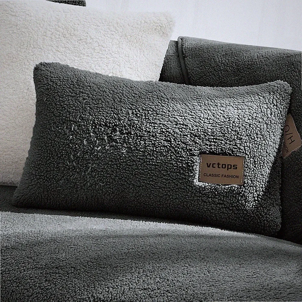 2 Pack Double-Sided Sherpa Fleece Throw Pillow Covers for Couch Bed Sofa Soft...