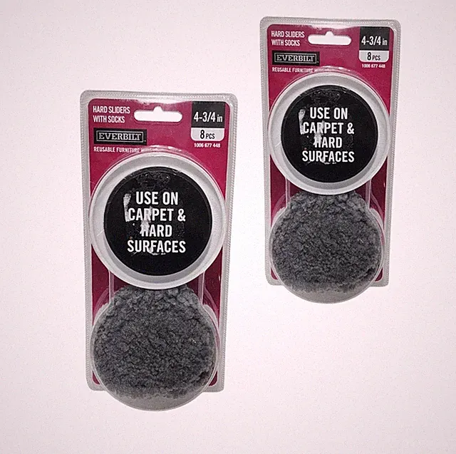 (2 Pack) Everbilt 4-3/4" Furniture Sliders & Socks Round Heavy Duty Move Easy