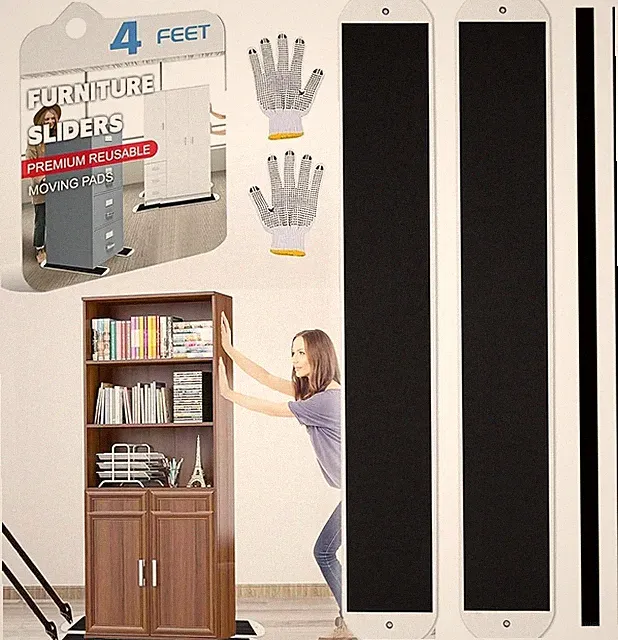 2 Pack Heavy-Duty Furniture Sliders - Reusable 4ft Movers for Carpeted Floors