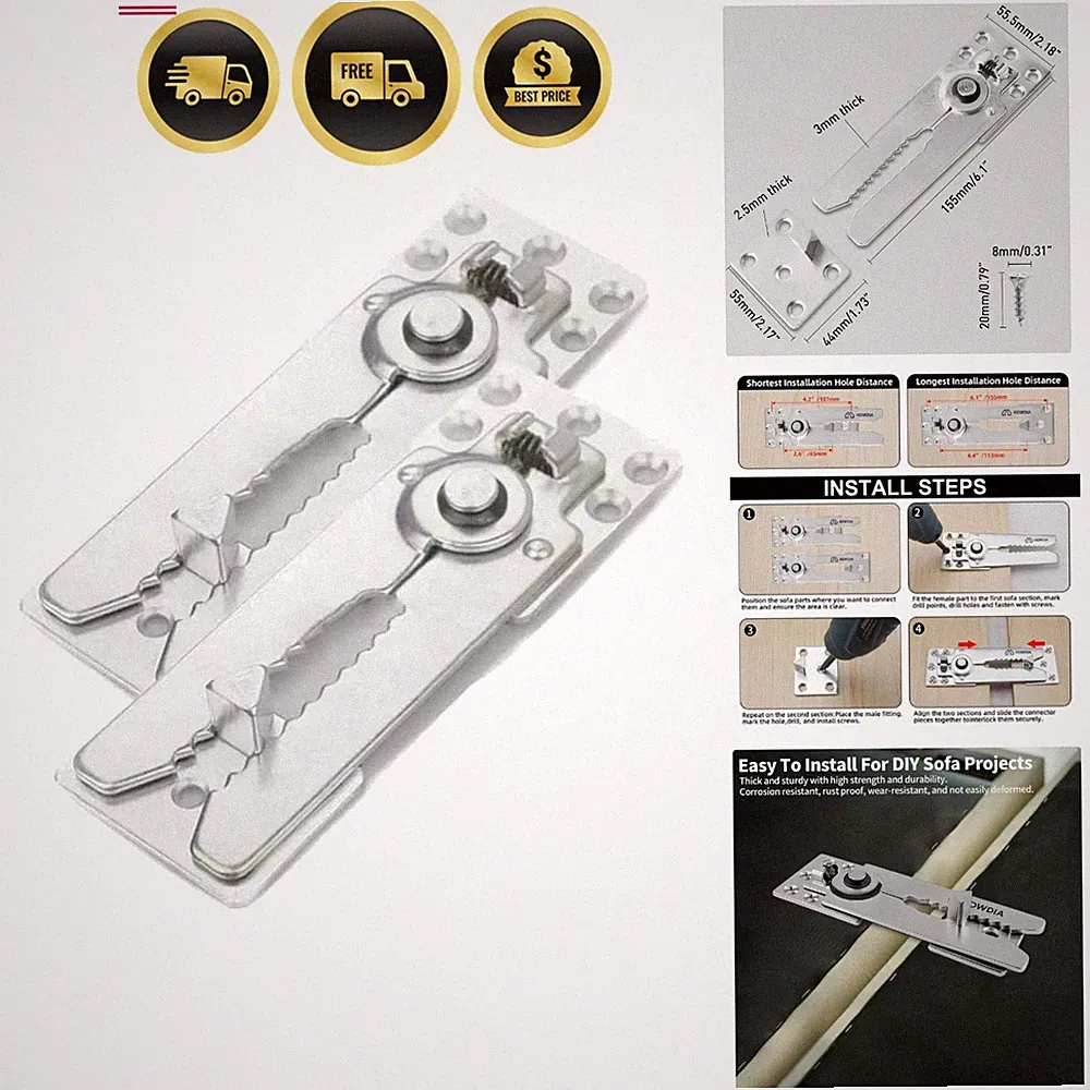 2 Pack Sectional Couch Connector Screws, Heavy Duty Sofa Connectors for Secti...