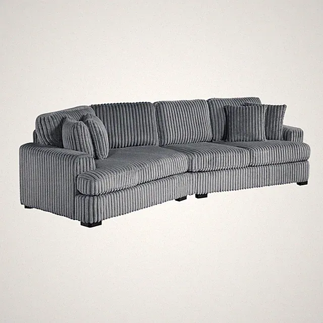 2 PC GREY CURVY CORDUROY CUDDLER SOFA SECTIONAL PILLOWS LIVING ROOM FURNITURE