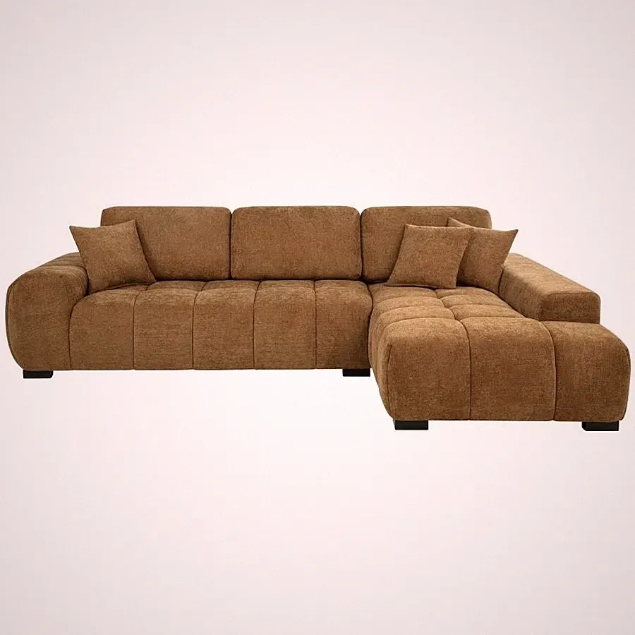 2 PC L-SHAPED AMBER LOW PROFILE SOFA SECTIONAL LIVING ROOM FURNITURE SET