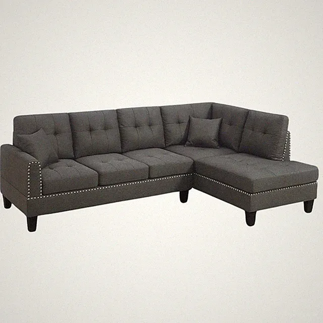2-PC Sectional Sofa with Modern Nailheads Design-Dark Coffee