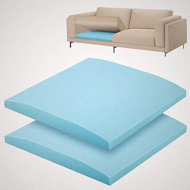 2 PCS 22x22 Blue Curved Couch Cushion Support, High Density Foam, Sagging Seat
