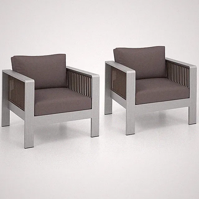 2 PCS Aluminum Single Sofa Outdoor Furniture Set w/ Thick Back & Seat Cushions