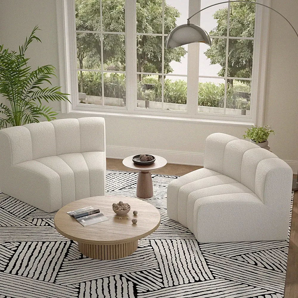 2-Piece 1/8 Round Modular Sofa Sectional Velvet Cloud Beige