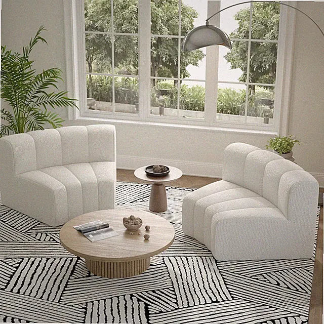 2-Piece 1/8 Round Modular Sofa Sectional Velvet Cloud Beige