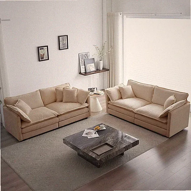 2 Piece Cloud Loveseat Sofa Couch Set for Living Room, Oversized Chenille Modula