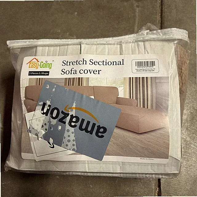 2 Piece L Shape Beige Easy Going Stretch Sectional Sofa Cover Camel Color