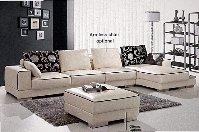 2-Piece Modern Leather Sectional Sofa Set SA2886
