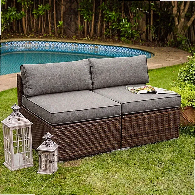 2-Piece Outdoor Furniture Add-On Armless Chairs for Expanding Chocolate Brown W