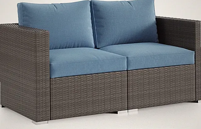 2 Piece Outdoor Patio Furniture Sets, Wicker Patio Loveseat Sofa with Cushion, O