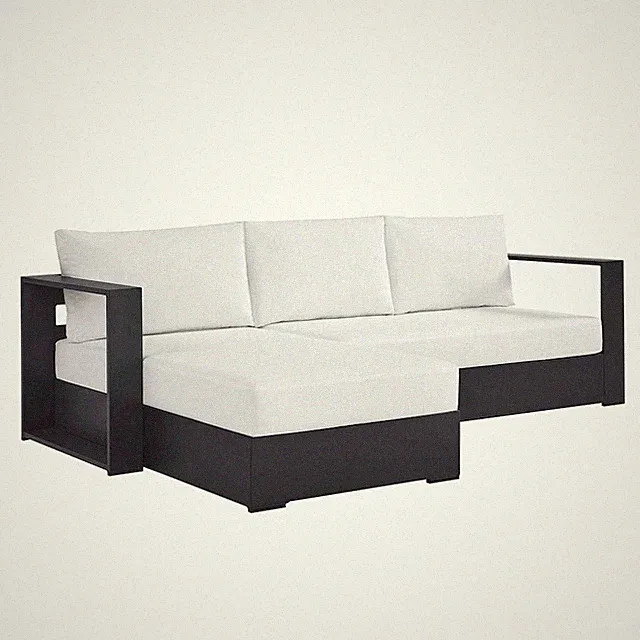2-Piece Outdoor Powder-Coated Aluminum Left-Facing Chaise Sectional Sofa Set