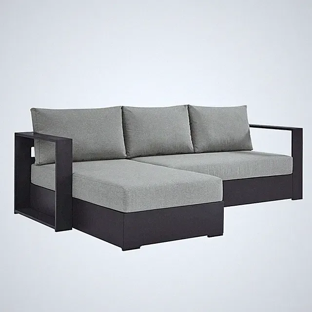 2-Piece Outdoor Powder-Coated Aluminum Left-Facing Chaise Sectional Sofa Set