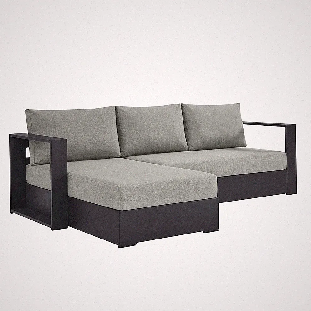 2-Piece Outdoor Powder-Coated Aluminum Left-Facing Chaise Sectional Sofa Set