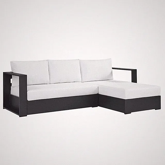 2-Piece Outdoor Powder-Coated Aluminum Right-Facing Chaise Sectional Sofa Set