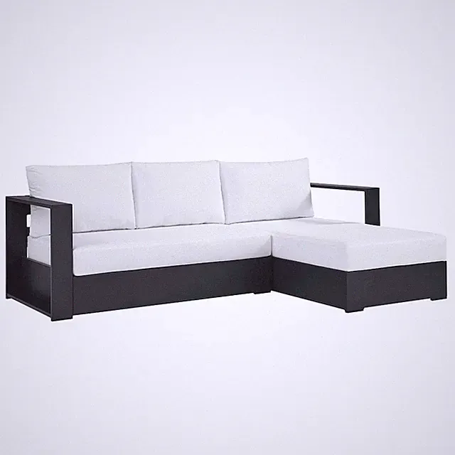 2-Piece Outdoor Powder-Coated Aluminum Right-Facing Chaise Sectional Sofa Set
