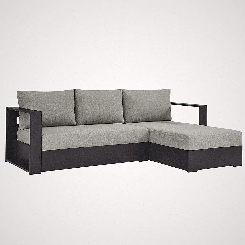 2-Piece Outdoor Powder-Coated Aluminum Right-Facing Chaise Sectional Sofa Set