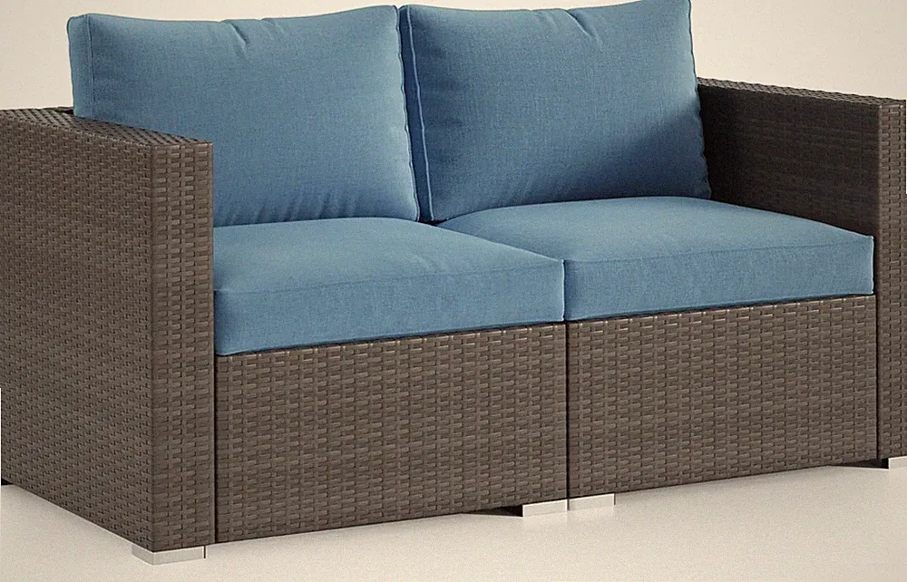 2 Piece Patio Furniture Set of 2 Seats,Outdoor Wicker Patio Loveseat Sofa with C